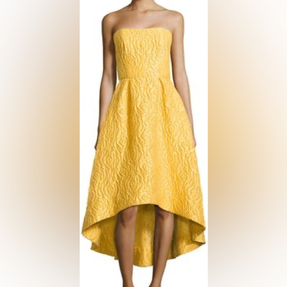 Monique Lhuillier Sunshine Day Yellow Midi High Low Gown $698